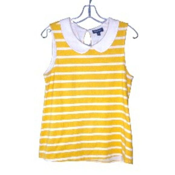 Modcloth Sleeveless Top Yellow and White Large - Picture 1 of 3